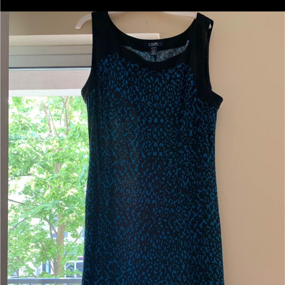 Chaps Black/Blue dress. Mid-length, size XL.